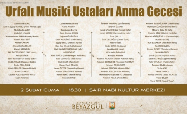 BÜYÜKŞEHİR’DEN ŞANLIURFALI USTALARI ANMA GECESİ